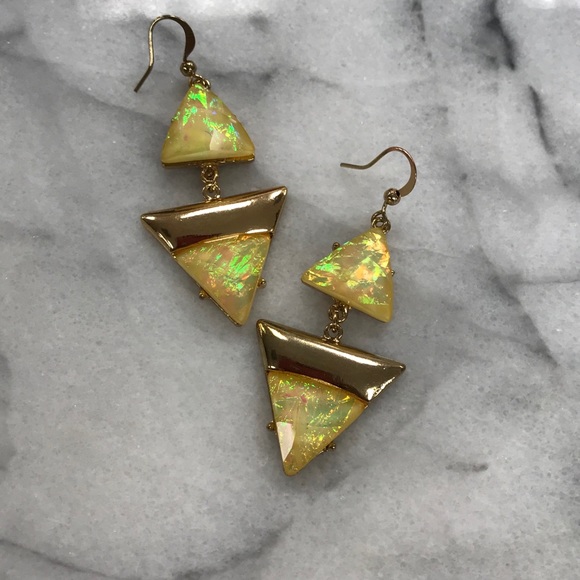 Iridescent Deco Triangle Earrings, NWT - Picture 5 of 8